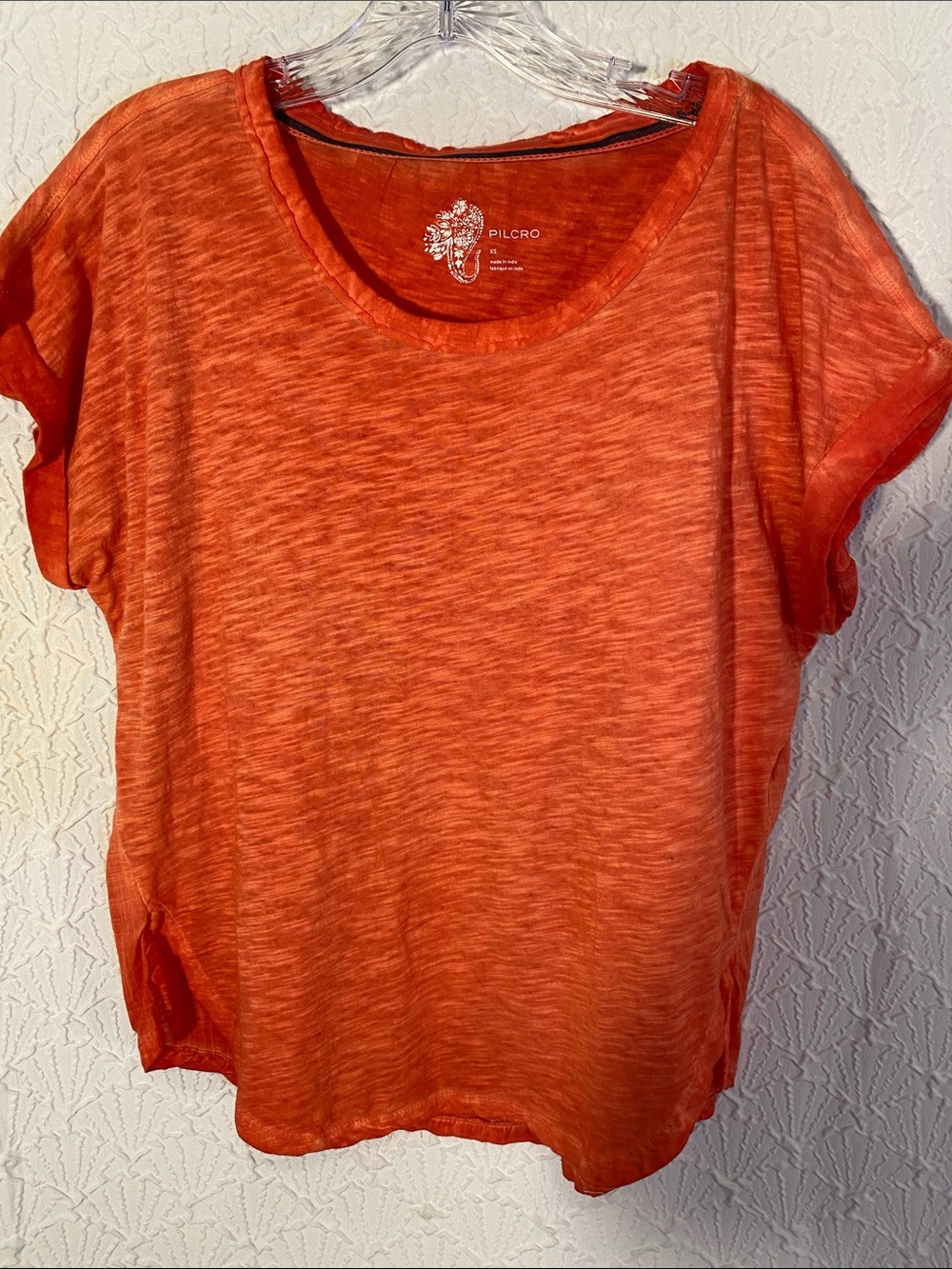 Pilcro Orange Heather Short Sleeve Scoop Neck Tee Bohemian style basics